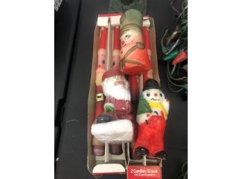 Lot Of Vintage Christmas Candles FROSTY - SANTA - WOODEN SOLDIER In Very Good Cont