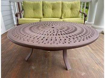 Bronzed Cast Aluminum Round Outdoor Coffee Table By Seasons Too