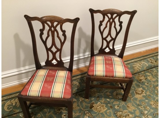 Antique Pair Of Child Size Chippendale  Chairs