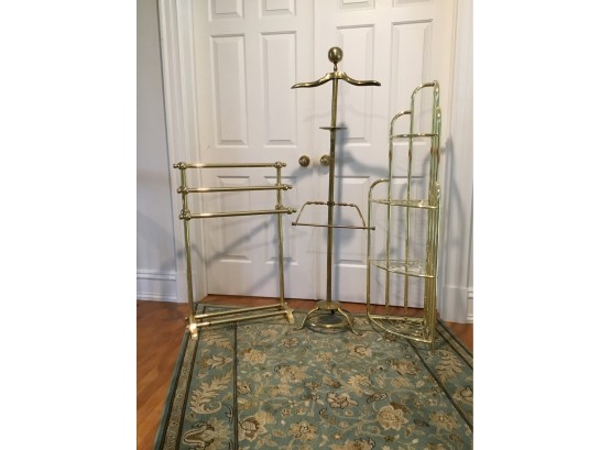 Brass Butler And Towel Rack With Metal Corner  Bathroom Shelves