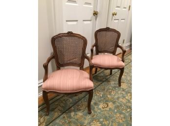 Pair Child Size Cane Back Carved Chairs