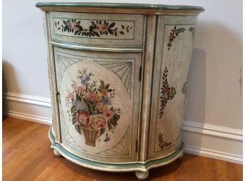 Demi Lune Painted Cabinet With Drawer And Door