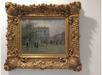 Ornate Gild  Gold Frame Paris  Scenes Oil On Canvas Signed By Morgan