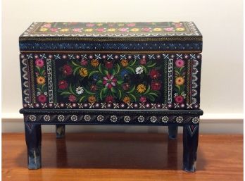 Painted Black Decorative Chest On Stand