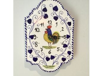 William Sonoma Made In Italy Rooster Ceramic Wall Clock