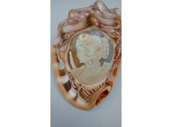 Large 5' Carved Signed Whole Shell Cameo