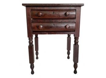 Two Drawer Wood End Table