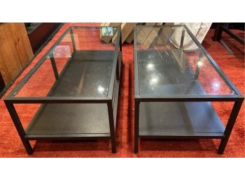 Pair Of Two Tier Glass Top Tables