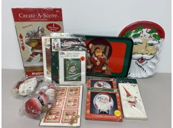 Mixed Lot Of Santa Christmas Decorations, Crafts And More Lot F