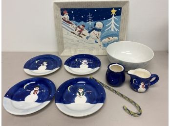 Snowmen & Snowflakes Christmas Serving Pieces