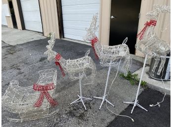 Christmas Lighted Reindeer & Sleigh Animated Outdoor Yard Decoration