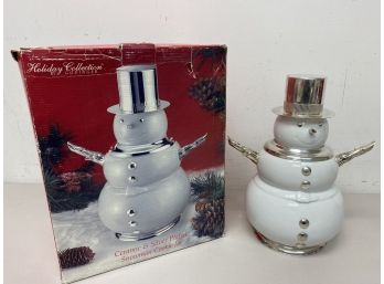 Ceramic & Silver Plated Snowman Cookie Jar