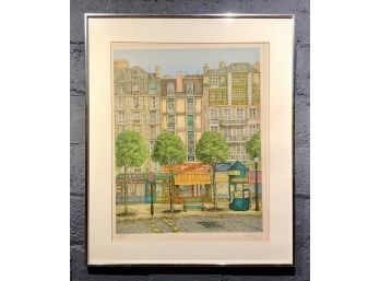 Vintage French Street Scene Signed/Numbered Lithograph This