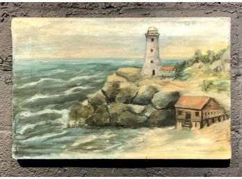 Mid Century Shoreline Oil On Canvas Signed Richard A. Hill