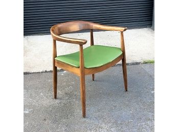 Amazing Mid Century Curved Back Armchair With Green Vinyl Seat