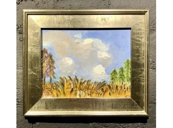 Original Colorful Vintage Abstract Landscape On Canvas Board Signed Etebar