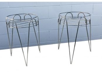 Pair Of Vintage Hairpin Leg Plant Stands