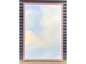 Vintage 1990s Pink Laminate Beveled Wall Mirror (36” X 24”)