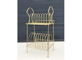 Mid Century Brass Colored Vinyl Record Stand
