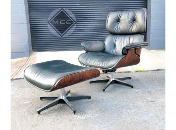 Vintage Mid Century Eames/Plycraft Style Leather And Bentwood Lounge Chair