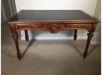 Gorgeous C.1880 Victorian Walnut Library Table / Desk - Beautiful Piece W/black Leather Top