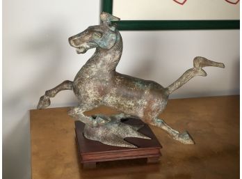 Very Interesting Antique ? Ancient ? Bronze Horse On Custom Made Base VERY UNUSUAL