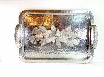 Vintage • Continental Silver Co. Handled Platter With Floral Motif