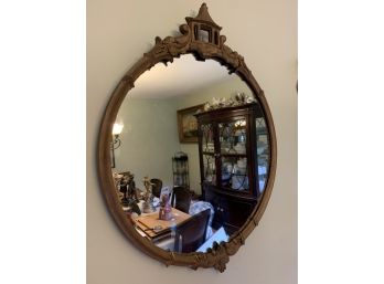 Nice Old Wooden Frame Gold Colored Mirror In Great Shape , Vintage Wood
