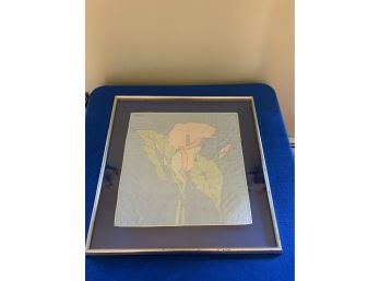 Very Nice Silk Scarf Framed In Glass By Well Listed Artist (Jim Thompson )
