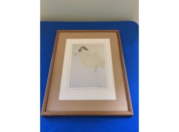Oak Framed Under Glass, Matted (pegge Hopper) 1980 Signed Lower Left (plate Signed) In Great Shape