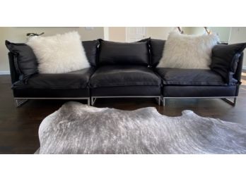 Natuzzi Leather + Chrome Sofa