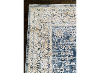 Blue & Ivory Motiff Area Carpet - HGOODS