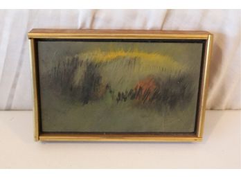 1966 Mid Century Modern Mcm Small Oil Painting On Board