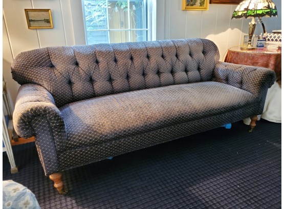 Beautiful Edward Ferrell Tufted 78.5' Chesterfield Blue Sofa - MSRP $9200