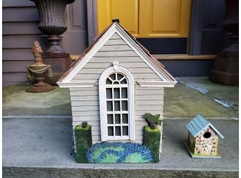 Two Adorable Functional & Decorative Hand Painted Finely Detailed Bird Houses