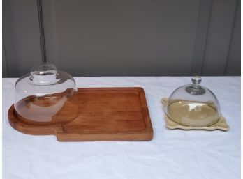 Two Glass Domed Cheese Boards - Dansk &
