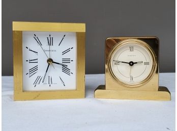 Two Tiffany & Company Brass Small Desk Clocks - Swiss Made