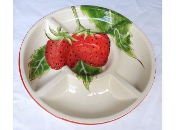 TII Collections Ceramic Dol Strawberry Fruit/Chip & Dip Sectioned Bowl