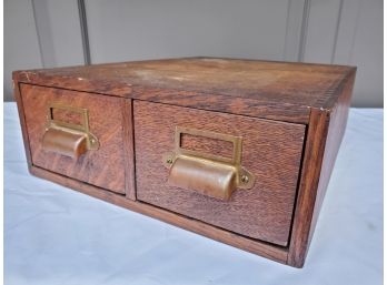 Vintage Dovetailed Wood Two Drawer Office/Library File Card Box