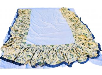 Beautiful Custom Full Size Yellow & Blue Bed Skirt Fabric Is Lee Jofa, Flat Wide Braid Is Houles