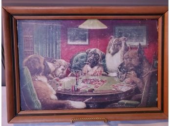 Vintage Dogs Playing Poker Framed Wall Art