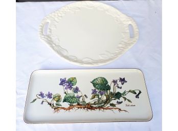 Porcelain Assortment Villeroy & Boch Oblong Floral Tray & Japan Porcelain Handled Platter