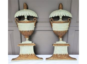 Pretty Pair Of Vintage Chelsea House Resin Urns 3D Wall Art