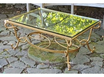 Beautiful Baker Heavy Brass Ornate Cocktail Table W/Thick Clear Glass Top MSRP $2276
