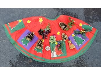 Miscellaneous Christmas Decoration Lot With Tree Skirt