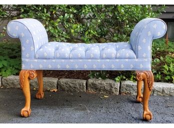Lovely Bedroom Settee With Carved Claw Foot Legs, Brunschwig & Fils Fabrc