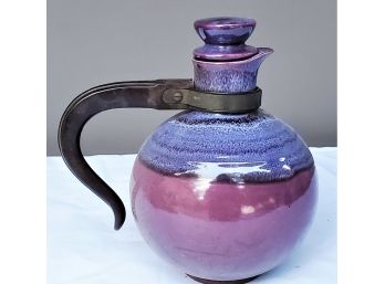 Very Cool Vintage Mid Century Modern Purple Glazed Pottery Tea Pot