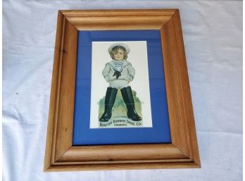 Vintage Boston Rubber Shoe Company Advertising Print In Antique Wood Frame