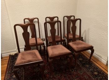 6 Wood Dining Chairs On Cabriole Legs