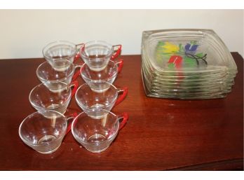 Vintage Dinner Ware Tulip Glass Luncheon Plates And Cups
